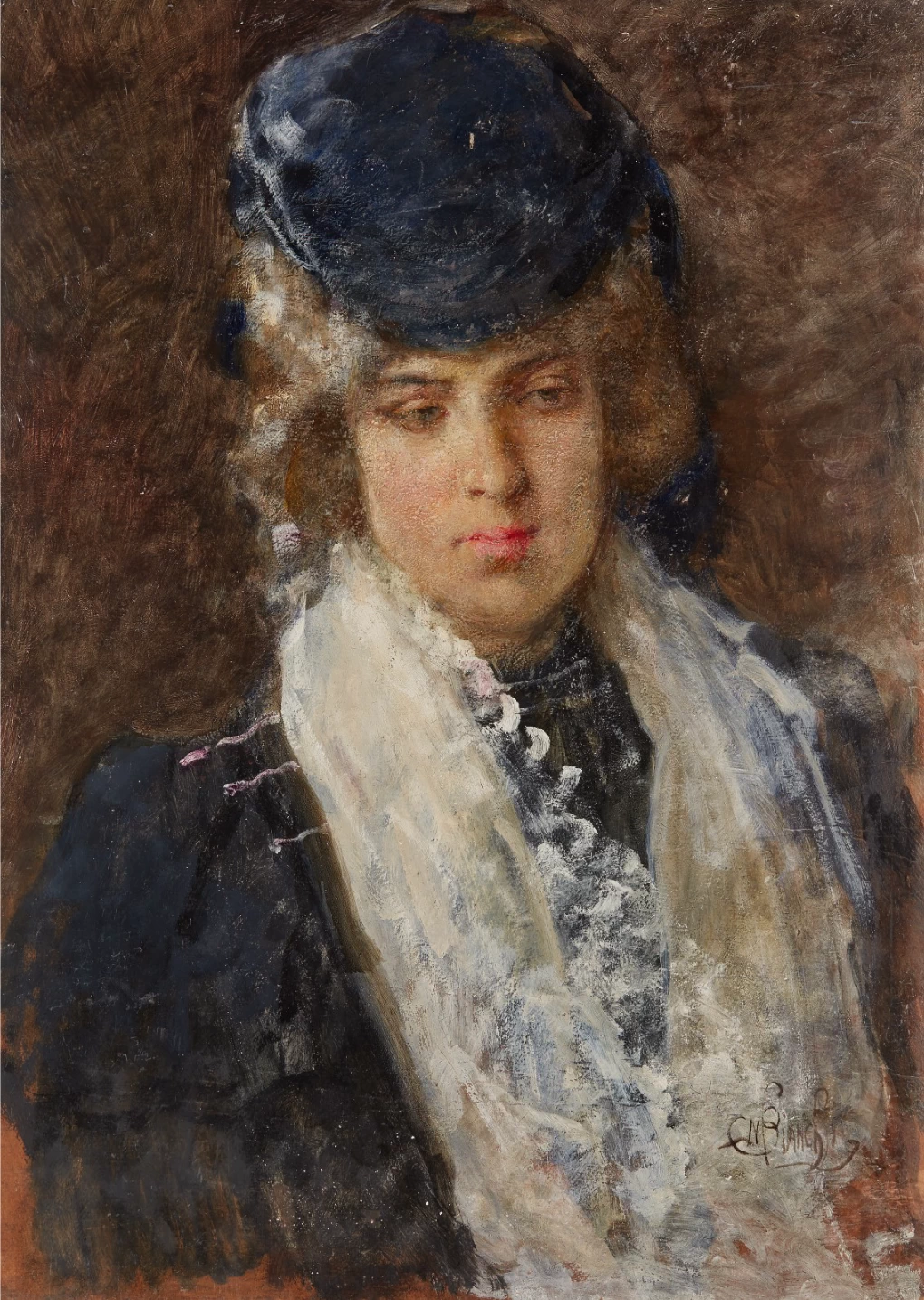 Giovane donna con il foulard bianco
